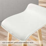 NNEDSZ 2X Wooden Bar Stool Dining Chair Leather SOPHIA 74cm WHITE