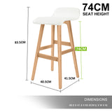 NNEDSZ 2X Wooden Bar Stool Dining Chair Leather SOPHIA 74cm WHITE