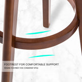NNEDSZ 2X Wooden Bar Stool Dining Chair Leather LEILA 72cm BLACK BROWN