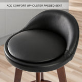 NNEDSZ 2X Wooden Bar Stool Dining Chair Leather LEILA 72cm BLACK BROWN