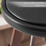 NNEDSZ 2X Wooden Bar Stool Dining Chair Leather LEILA 72cm BLACK BROWN
