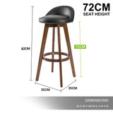 NNEDSZ 4X Wooden Bar Stool Dining Chair Leather LEILA 72cm BLACK BROWN