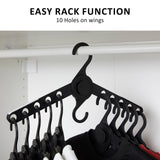 NNEDSZ 50X Plus Hanger Multiple Clothes Rack Organizer Foldable 10 Holes BLACK