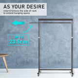 NNEDSZ Clothes Rack Coat Stand Hanging Adjustable Rollable Steel PEARL GREY