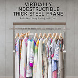 NNEDSZ Clothes Rack Coat Stand Hanging Adjustable Rollable Steel PEARL GREY