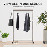 NNEDSZ Clothes Rack Coat Stand Hanging Adjustable Rollable Steel PEARL GREY
