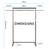 NNEDSZ Clothes Rack Coat Stand Hanging Adjustable Rollable Steel PEARL GREY