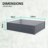 NNEDSZ Raised Garden Bed Galvanised Steel Planter 120 x 90 x 30cm GREY