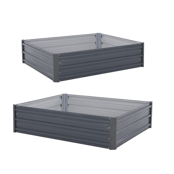 NNEDSZ 2X Raised Garden Bed Galvanised Steel Planter 120 x 90 x 30cm GREY