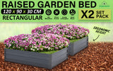 NNEDSZ 2X Raised Garden Bed Galvanised Steel Planter 120 x 90 x 30cm GREY