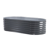 NNEDSZ Raised Garden Bed Galvanised Steel Planter Oval 160 x 80 x 45cm GREY
