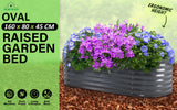 NNEDSZ Raised Garden Bed Galvanised Steel Planter Oval 160 x 80 x 45cm GREY