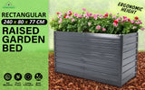 NNEDSZ 2-in-1 Raised Garden Bed Galvanised Steel Planter 240 x 80 x 77cm GREY