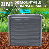 NNEDSZ 2-in-1 Raised Garden Bed Galvanised Steel Planter 240 x 80 x 77cm GREY