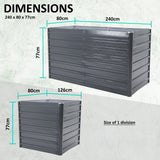 NNEDSZ 2-in-1 Raised Garden Bed Galvanised Steel Planter 240 x 80 x 77cm GREY