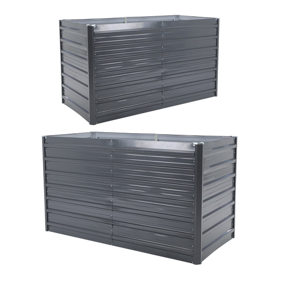 NNEDSZ 2X 2-in-1 Raised Garden Bed Galvanised Steel Planter 240 x 80 x 77cm GREY