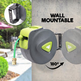 NNEDSZ Garden Water Hose Retractable Rewind Reel Wall Mounted 20M + Brass Gun