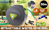 NNEDSZ Garden Water Hose Retractable Rewind Reel Wall Mounted 30M + Brass Gun