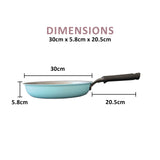 NNEDSZ Fanjini Stone Frypan Frying Pan 28cm Non-Stick Induction Ceramic Round PURE SKY BLUE