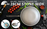 NNEDSZ Fanjini Stone Wok Wokpan 28cm Non-Stick Induction Ceramic Round PURE SKY BLUE