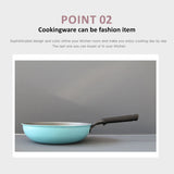 NNEDSZ Fanjini Stone Wok Wokpan 28cm Non-Stick Induction Ceramic Round PURE SKY BLUE