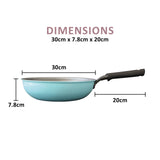 NNEDSZ Fanjini Stone Wok Wokpan 28cm Non-Stick Induction Ceramic Round PURE SKY BLUE