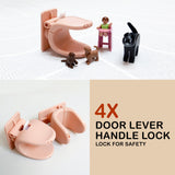 NNEDSZ 4X Door Lever Lock Pet Child Proof Adhesive Kid Safety Handle Lock APRICOT PINK