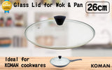 NNEDSZ KOMAN Stainless Steel Glass Lid with Bakelite Handle - 26cm