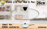 NNEDSZ KOMAN Stainless Steel Glass Lid with Bakelite Handle - 28cm