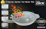 NNEDSZ KOMAN Shinewon Vinch IH Two Hands Wok 28cm Ceramic Non-stick Titanium GREY