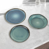 NNEDSZ 3 Pieces Reactive Glazed Ceramic Organic Fine Dinner Set with Plate and Bowl EARTHY AQUA