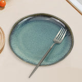 NNEDSZ 3 Pieces Reactive Glazed Ceramic Organic Fine Dinner Set with Plate and Bowl EARTHY AQUA
