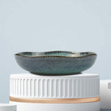 NNEDSZ 3 Pieces Reactive Glazed Ceramic Organic Fine Dinner Set with Plate and Bowl EARTHY AQUA