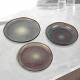 NNEDSZ 3 Pieces Reactive Glazed Ceramic Organic Fine Dinner Set with Plate and Bowl EARTHY BLUE BROWN