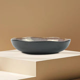 NNEDSZ 3 Pieces Reactive Glazed Ceramic Organic Fine Dinner Set with Plate and Bowl EARTHY BLUE BROWN