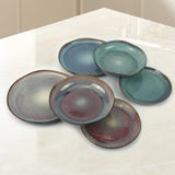 NNEDSZ 3 Pieces Reactive Glazed Ceramic Organic Fine Dinner Set with Plate and Bowl EARTHY BLUE BROWN
