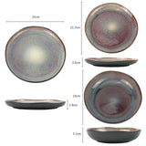 NNEDSZ 3 Pieces Reactive Glazed Ceramic Organic Fine Dinner Set with Plate and Bowl EARTHY BLUE BROWN