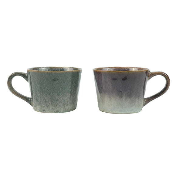 NNEDSZ 2X Reactive Glazed Ceramic Organic Coffee Mug 350ml Natural EARTHY GREY BLUE