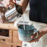 NNEDSZ 2X Reactive Glazed Ceramic Organic Coffee Mug 350ml Natural EARTHY GREY BLUE