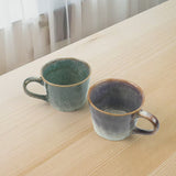 NNEDSZ 2X Reactive Glazed Ceramic Organic Coffee Mug 350ml Natural EARTHY GREY BLUE