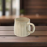 NNEDSZ High-Fired Ceramic Stoneware Ribbed Stripe Mug 460ml Matt EARTHY BROWN