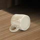 NNEDSZ High-Fired Ceramic Stoneware Ribbed Stripe Mug 460ml Matt EARTHY BROWN