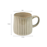 NNEDSZ High-Fired Ceramic Stoneware Ribbed Stripe Mug 460ml Matt EARTHY BROWN
