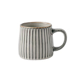 NNEDSZ High-Fired Ceramic Stoneware Ribbed Stripe Mug 460ml Matt EARTHY GREY