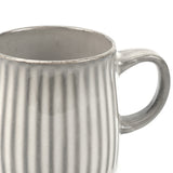 NNEDSZ High-Fired Ceramic Stoneware Ribbed Stripe Mug 460ml Matt EARTHY GREY