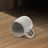 NNEDSZ High-Fired Ceramic Stoneware Ribbed Stripe Mug 460ml Matt EARTHY GREY