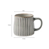 NNEDSZ High-Fired Ceramic Stoneware Ribbed Stripe Mug 460ml Matt EARTHY GREY