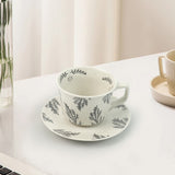 NNEDSZ High-Fired Ceramic Stoneware Speckle Cup & Saucer Set 380ml Floral Tea Spoon EARTHY GREY