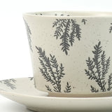 NNEDSZ High-Fired Ceramic Stoneware Speckle Cup & Saucer Set 380ml Floral Tea Spoon EARTHY GREY
