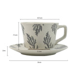 NNEDSZ High-Fired Ceramic Stoneware Speckle Cup & Saucer Set 380ml Floral Tea Spoon EARTHY GREY